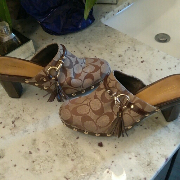 Authentic Coach Monogram Canvas/Leather Clogs - Picture 2 of 8